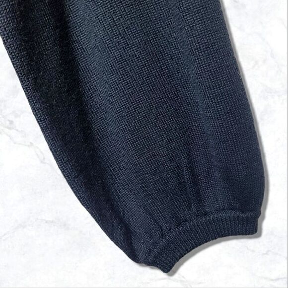 Mercer & Madison Wool Blend Black Bishop Sleeve Ribbed V-Neck Button Cardigain - Picture 7 of 8